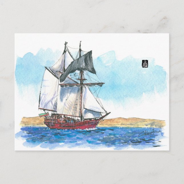 (096) Atyla Schooner Sailboote Postkarte (Vorderseite)