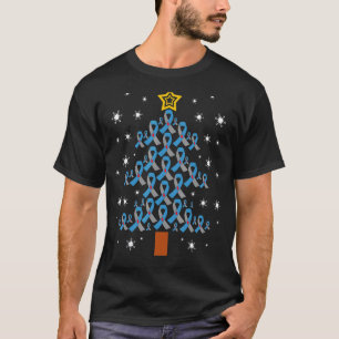 0 Blaues & Graues Band Weihnachtsbaum Typ-1-Diabet T-Shirt