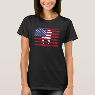 0 Distressed Zahnarzt Amerikanische Flagge 4. Juli T-Shirt