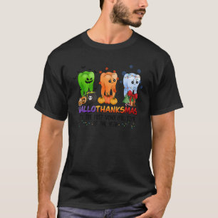 0 Frohes Hallothanksmas Zahn Zahnarzt Kürbis Flede T-Shirt