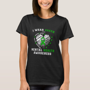 0 Herz Ich trage Grün für das Bewusstsein für psyc T-Shirt