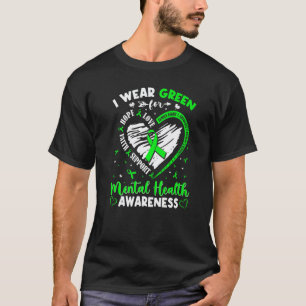 0 Herz Ich trage Grün für das Bewusstsein für psyc T-Shirt