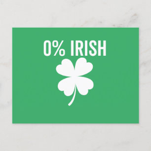 0% irischer Funny St Patrick's Day Postkarte