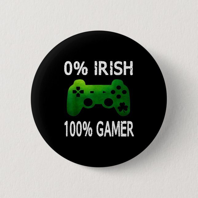 0% Irish 100% Gamer Funny St Patricks Day Video Ga Button (Vorderseite)