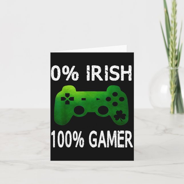 0% Irish 100% Gamer Funny St Patricks Day Video Ga Karte (Vorderseite)