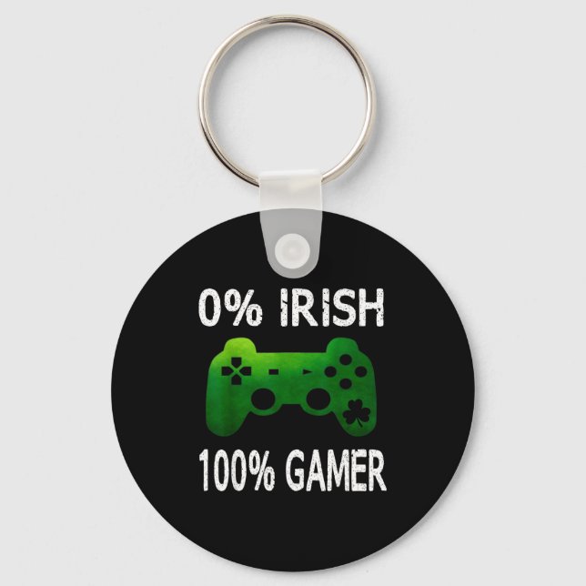 0% Irish 100% Gamer Funny St Patricks Day Video Ga Schlüsselanhänger (Vorderseite)