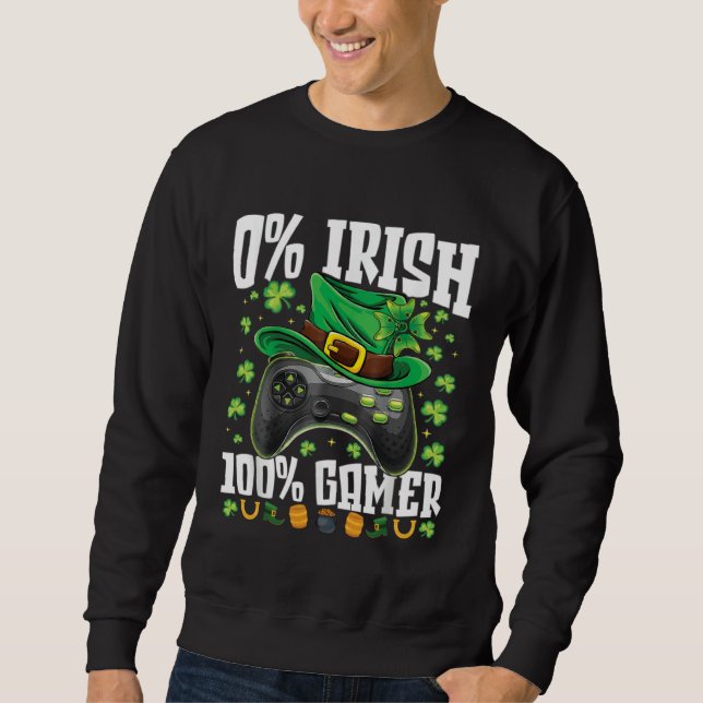 0 Irish 100 Gamer  St Patricks Day Video Games Boy Sweatshirt (Vorderseite)