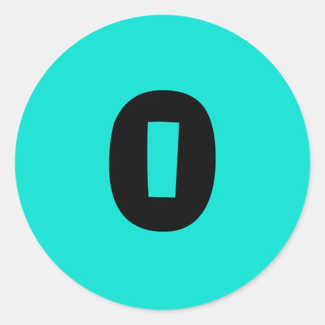 0 Kleine runde türkisfarbene Zahlenaufkleber von J Runder Aufkleber (Vorderseite)