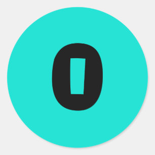 0 Kleine runde türkisfarbene Zahlenaufkleber von  Runder Aufkleber