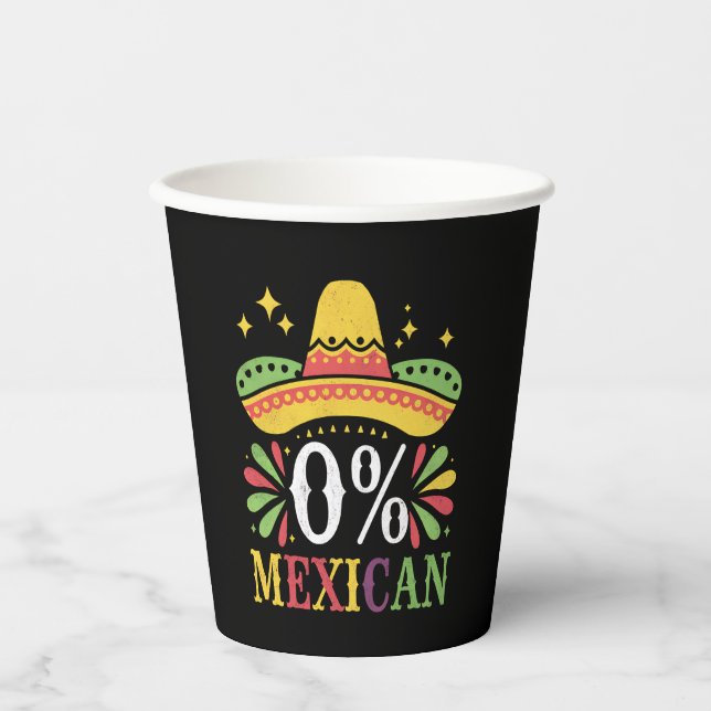 0 % mexikanische Null Prozent Funny Cinco De Mayo Pappbecher (Vorderseite)