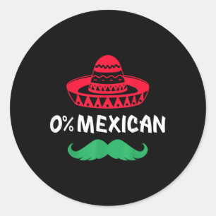 0 % Mexiko mit Sombrero und Mustache für Cinco de Runder Aufkleber