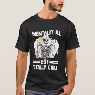 0 Skelett trinkt Kaffee Psychische Gesundheitsaufk T-Shirt