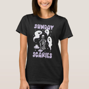 0 Sonntag Skelett Schrecknisse Lustiger Büroarbeit T-Shirt
