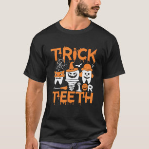 0 Trick Or Zähne Lustiger Zahnarzt Halloween Gesch T-Shirt