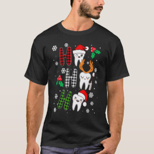 0 Zahnarzt Weihnachten Zahn Dental Rot kariert Ren T-Shirt