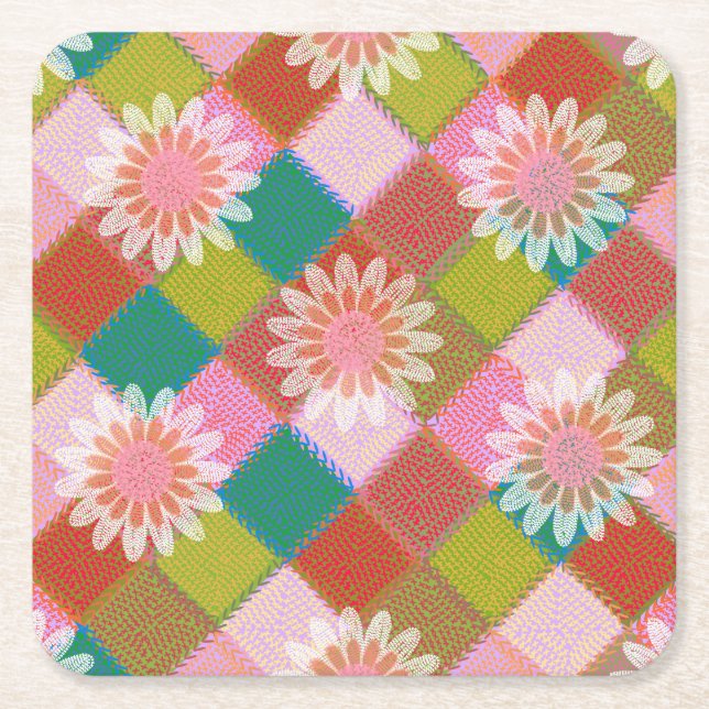 &0s Retro-Daisy-Grün Untersetzer (Vorderseite)