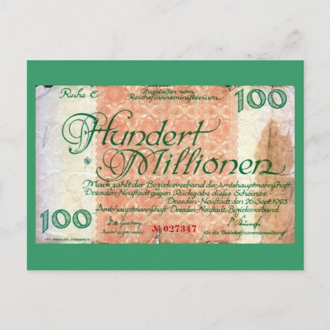 100000 Millionen Postkarte (Vorderseite)