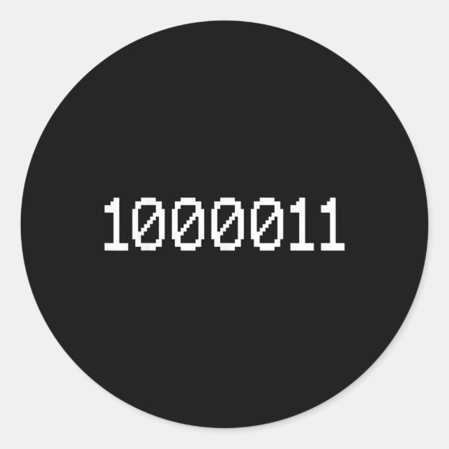 1000011 Binärcode für 67 Lustiger Tech-Meme Comput Runder Aufkleber (Vorderseite)