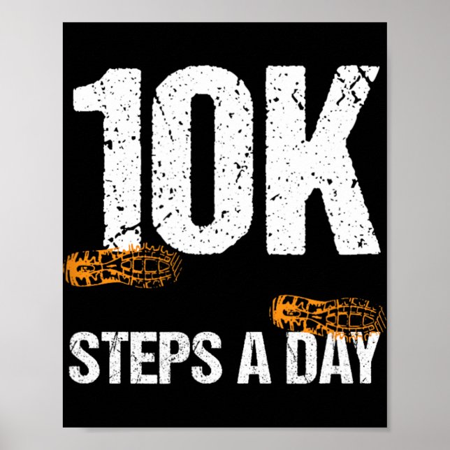 10000 Steps A Day New Year Health And Fitness Goal Poster (Vorne)