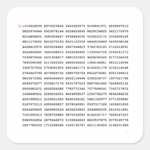 1000 erste Ziffern i-Nummer   Mathematisches Symbo Quadratischer Aufkleber