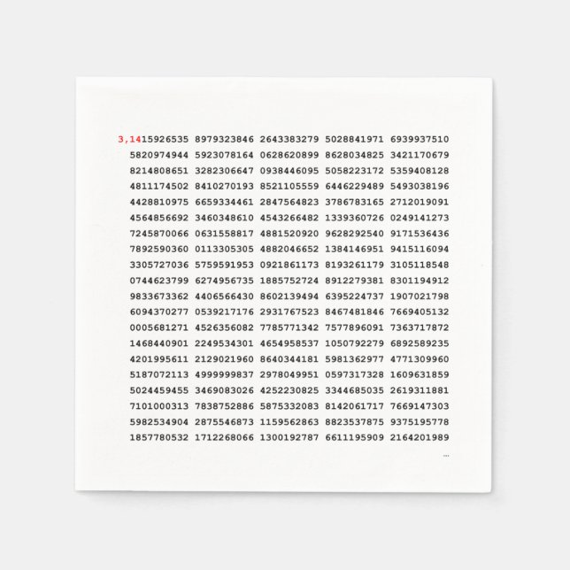 1000 erste Ziffern i-Nummer | Mathematisches Symbo Serviette (Vorderseite)