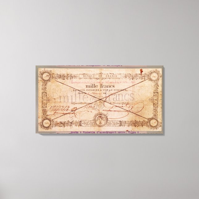 1000 Franken Banknote von 8 Floreal, An X Leinwanddruck (Vorderseite)