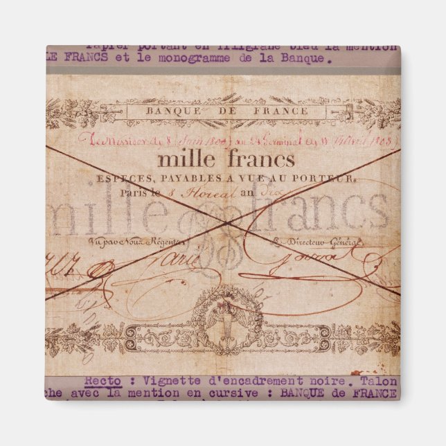 1000 Franken Banknote von 8 Floreal, An X Magnet (Vorne)