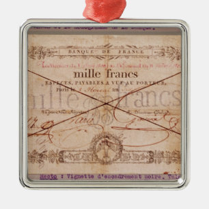 1000 Franken Banknote von 8 Floreal, ein X Silbernes Ornament