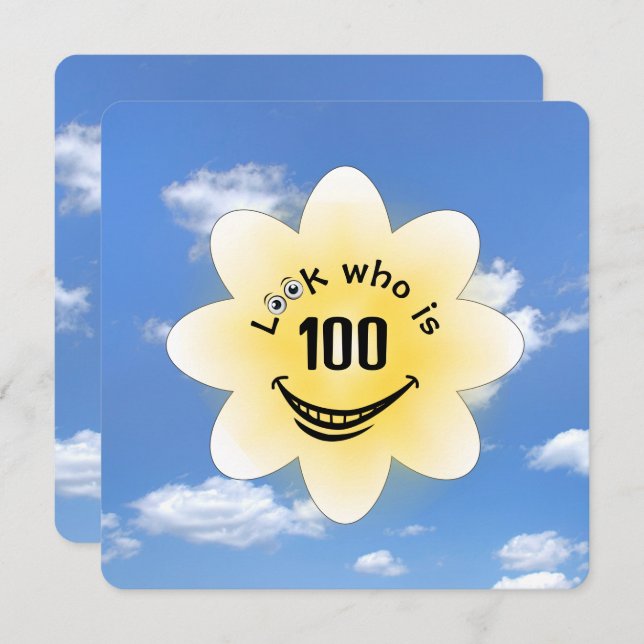 1000. Geburtstagsparty Sommersonne Einladung (Vorne/Hinten)