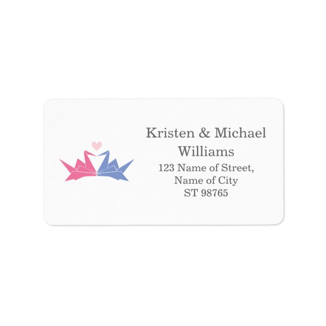1000 Hanging Origami Paper Cranes Wedding Adressaufkleber (Vorne)