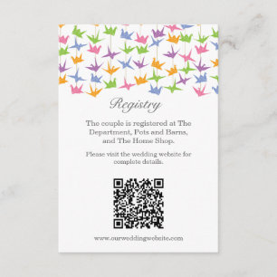 1000 Hanging Origami Paper Cranes Wedding Begleitkarte
