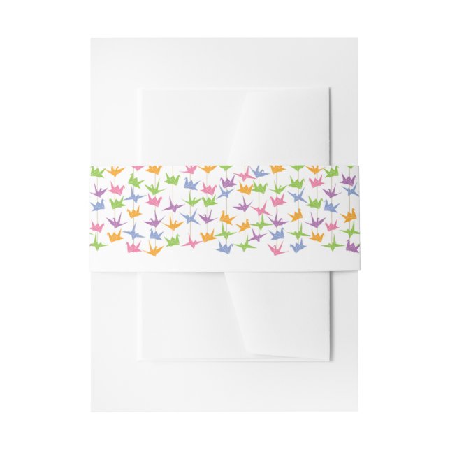 1000 Hanging Origami Paper Cranes Wedding Einladungsbanderole (Vorderseite Beispiel)