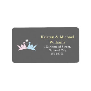 1000 Hanging Origami Paper Cranes Wedding (grau) Adressaufkleber