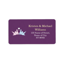 1000 Hanging Origami Paper Cranes Wedding (Lila) Adressaufkleber