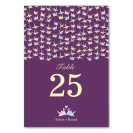 1000 Hanging Origami Paper Cranes Wedding (Lila) Tischnummer
