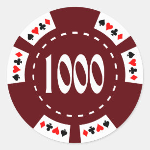 $1000. Pokerchip Runder Aufkleber