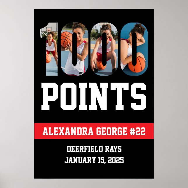 1000 Punkte Basketball Poster (Vorne)