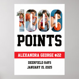 1000 Punkte Basketball Weiß Poster