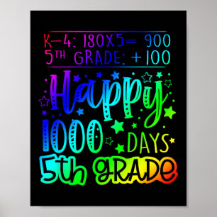 1000 Tage klüger 5. Klasse Lehrer 100. Poster