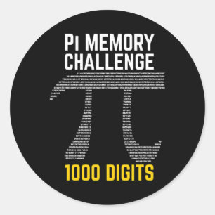 1000 Ziffern Pi-Memory-Herausforderung - i-Tag Runder Aufkleber