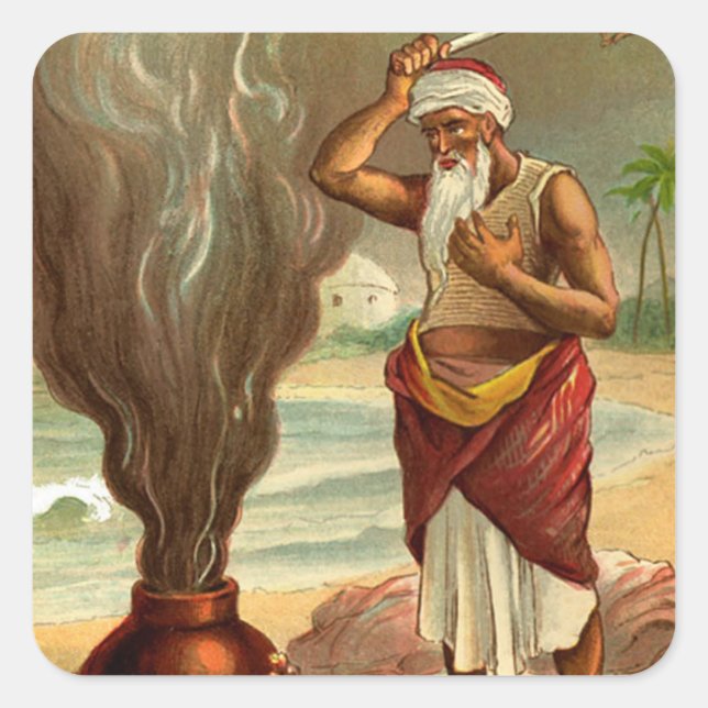 1001 Arabianische Nächte: Die Geschichte des Fisch Quadratischer Aufkleber (Vorderseite)