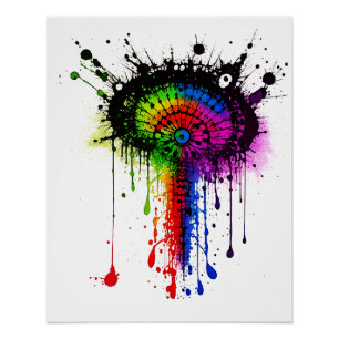 1005 Groovy Rainbow Inkblot Poster