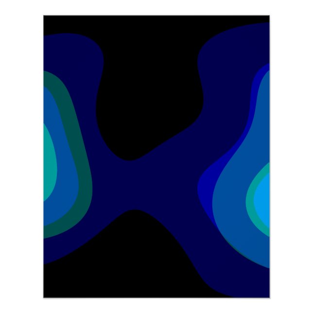 1007 Abstrakte Schwarz-Blau-Kunst Poster (Vorderseite)