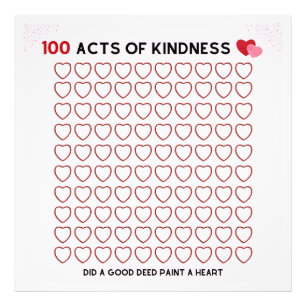 100 AKTE KINDNESS, GUTE Taten, AUFGABE FÜR EIN KIN Fotodruck