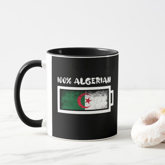 100 % algerische Flagge Tasse (Mit Donut)