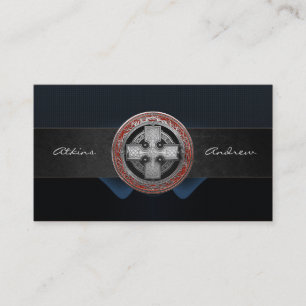 [100] Altes keltisches Heiliges Silberknotenkreuz Visitenkarte