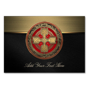 [100] Altes keltisches Sacred Gold Knot Cross Tischnummer