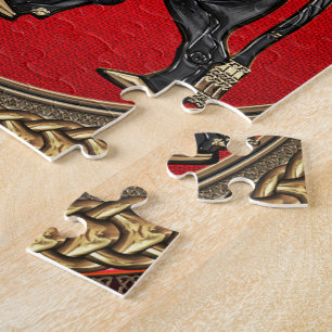 [100] Assyrian Winged Bull: Gold und Black Lamassu Puzzle