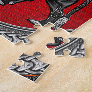 [100] Assyrian Winged Bull: Silver & Black Lamassu Puzzle