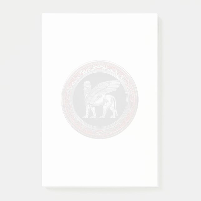 [100] Assyrian Winged Lion - Silver Lamassu Post-it Klebezettel (Vorderseite)